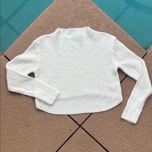 Princess Polly Cream Ribbed Mock Turtleneck Cropped Sweater